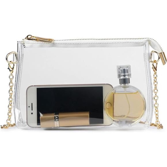 Clear Purse for Women Stadium Approved, Clear Crossbody Bag with Zipper - Picture 1 of 7